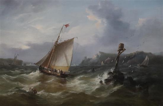 John Moore of Ipswich (1820-1902) Shipping off the coast 12 x 18in.